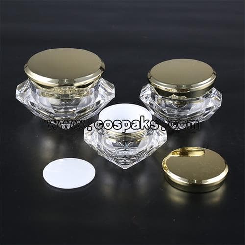 Cosmetic Acrylic Diamond Shape Transparent Plastic Cream Jar
